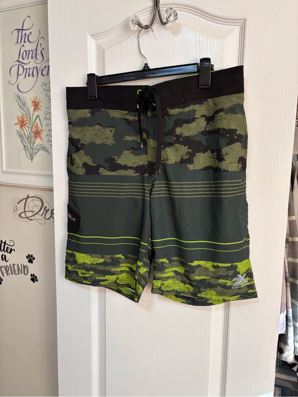 ZeroXposur Olive & Black Camo Swim Trunks